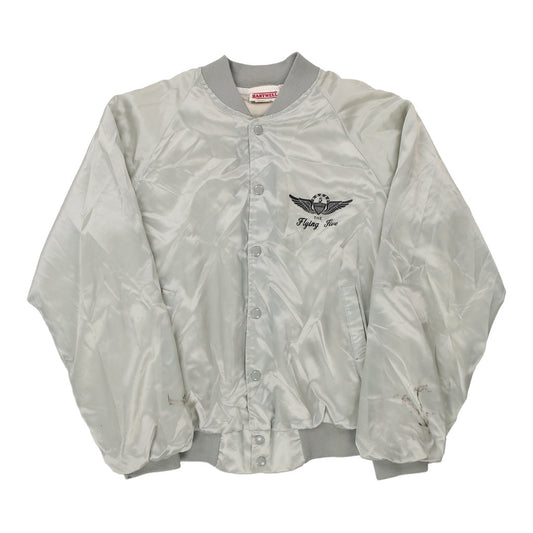 Vintage Made in USA The Flying Five Hartwell Varsity Jacket - Medium Grey Nylon Blend