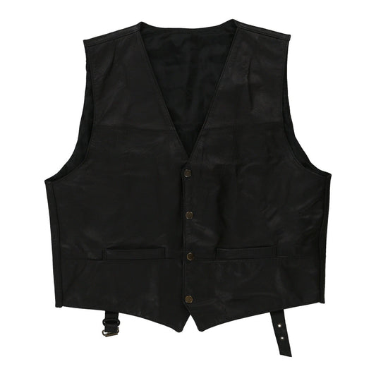 Vintage Unbranded Waistcoat - XL Black Leather