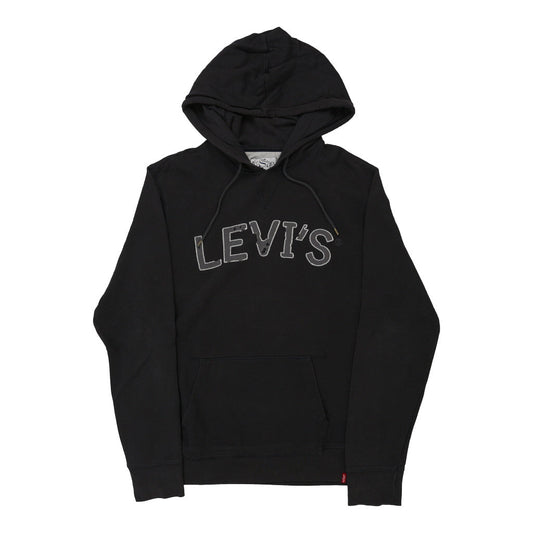 Vintage Levis Spellout Hoodie - XL Black Cotton Blend
