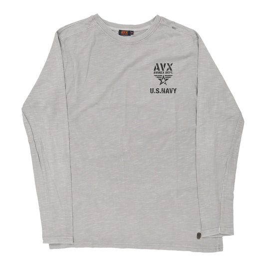 Vintage grey Avirex Long Sleeve T-Shirt - mens medium