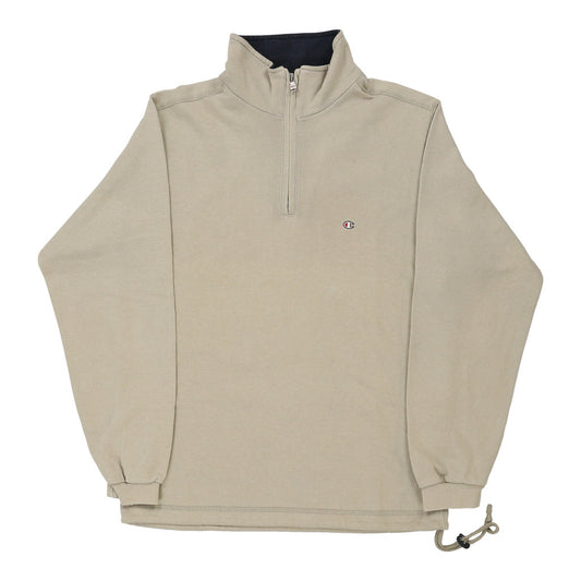 Vintage Champion 1/4 Zip - Small Beige Cotton