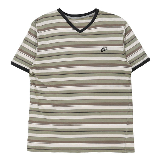 Vintage Nike Striped T-Shirt - Medium Green Cotton