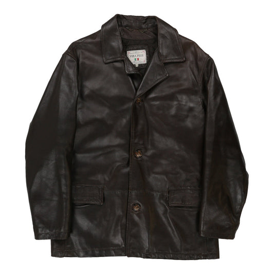 Vintage brown 1970's Vera Pelle Leather Jacket - womens x-large