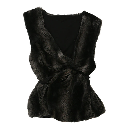 Vintage Unbranded Top - Medium Grey Faux Fur