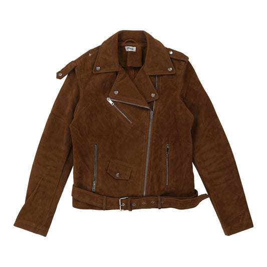 Vintage Nina Suede Jacket - Medium Brown Faux Leather