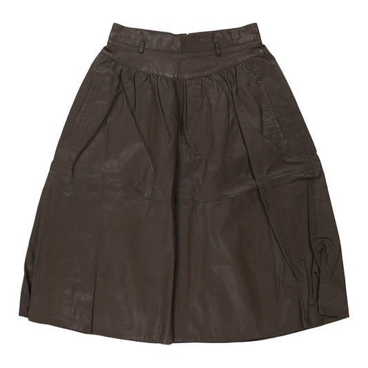 Vintage Unbranded Midi Skirt - 28W UK 8 Brown Leather