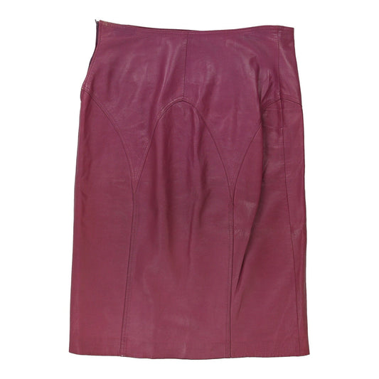 Vintage Unbranded Midi Skirt - 32W UK 12 Purple Leather