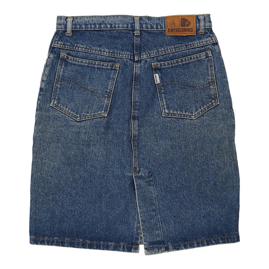 Vintage Americanino Midi Denim Skirt - 29W UK 10 Blue Cotton