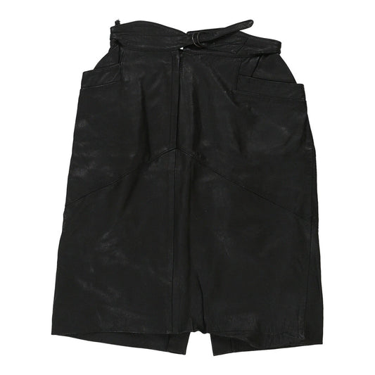 Vintage Unbranded Midi Skirt - 26W UK 6 Black Leather