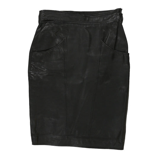 Vintage Unbranded Skirt - 32W UK 12 Black Leather