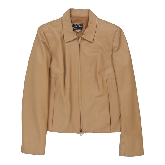 Vintage Unbranded Leather Jacket - Medium Beige Leather