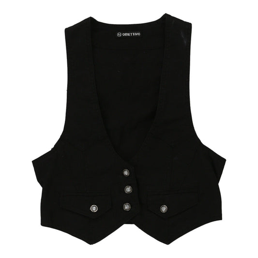 Vintage Obiettivo Waistcoat - Small Black Cotton