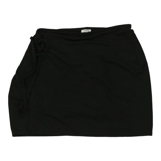 Vintage Onyx Wrap Skirt - Small Black Polyester