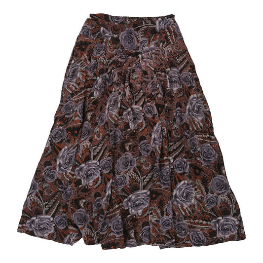 Vintage Unbranded Floral Midi Skirt - Medium Purple Cotton