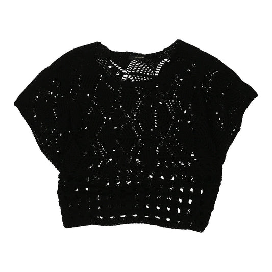 Vintage Jadanza Crochet Top - Medium Black Cotton