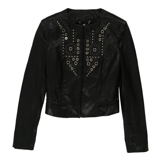 Vintage Elisabetta Franchi Leather Jacket - XS Black Faux Leather