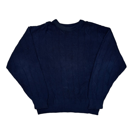 Made In USA Gant Cable Knit Jumper - Medium Navy Cotton