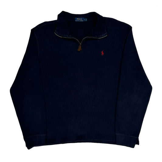 Polo By Ralph Lauren 1/4 Zip - Large Navy Cotton