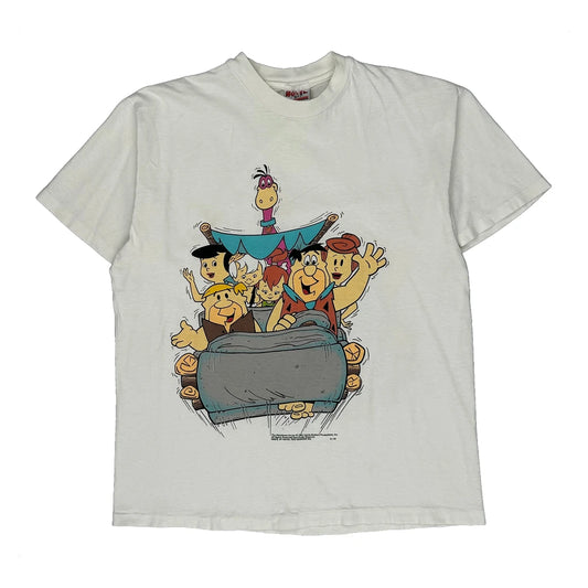 Vintage The Flintstones Hovel Tees Cartoon T-Shirt - Large White Cotton