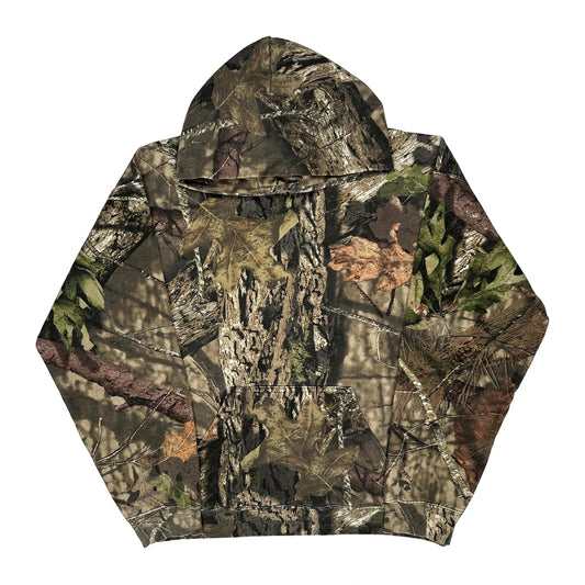 Vintage Mossy Oak Camo Hoodie - Medium Green Cotton Blend