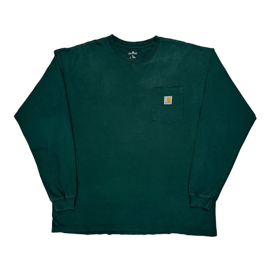 Carhartt Long Sleeve T-Shirt - XL Green Cotton