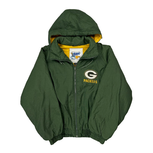 Packers Fan Spellout Windbreaker - Large Green Nylon