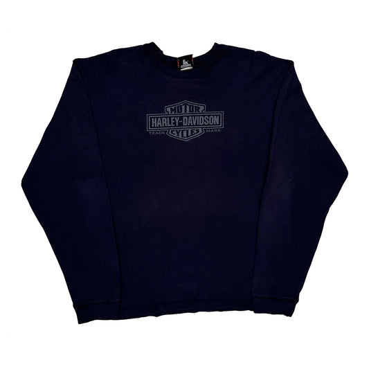 Motorcycles Harley Davidson Graphic Long Sleeve T-Shirt - Large Navy Cotton