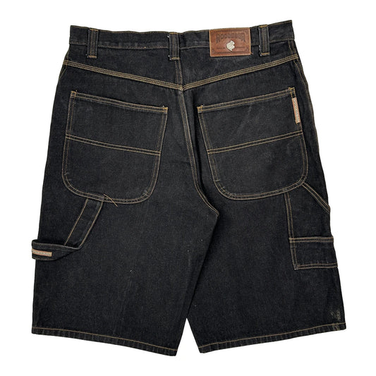 Rocawear Contrast Stitch Baggy Carpenter Shorts - 36W 12L Black Denim