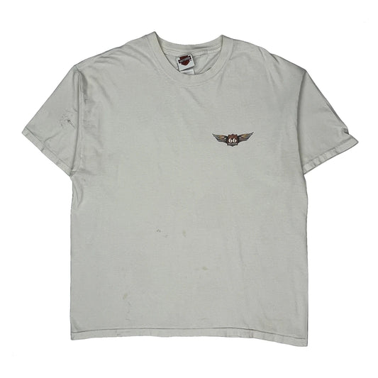 Route 66 Harley Davidson Graphic T-Shirt - XL White Cotton