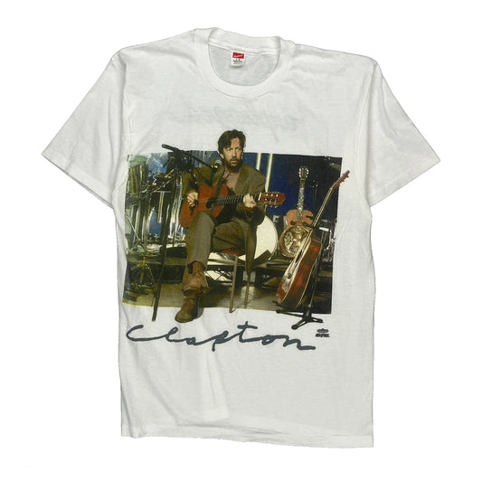 Eric Clapton Unplugged Hanes Band T-Shirt - Large White Cotton