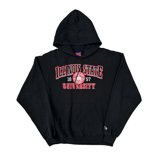 Vintage Champion College Hoodie - XL Black Cotton