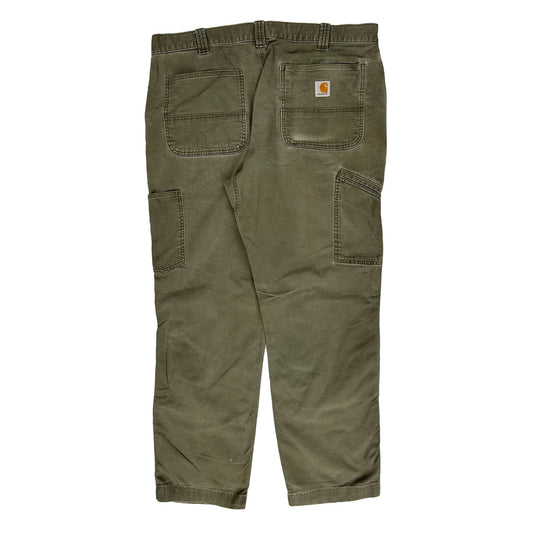 Relaxed Fit Carhartt Double Knee Carpenter Trousers - 36W 30L Khaki Cotton