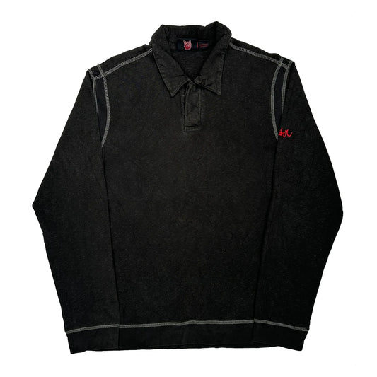 Vintage Quiksilver Polo Shirt - Medium Black Cotton
