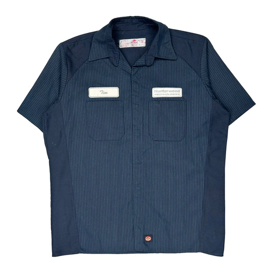 Red Kap Striped Short Sleeve Shirt - Large Navy Polyester Blend