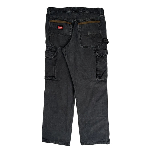 Wrangler Cargo Trousers - 33W 32L Black Cotton