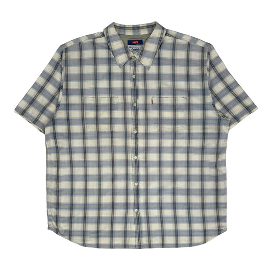 Levis Checked Short Sleeve Shirt - 2XL Cream Cotton