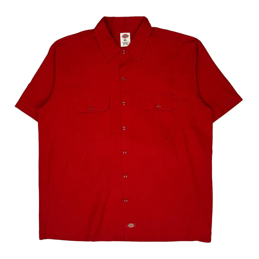 Dickies Short Sleeve Shirt - XL Red Polyester Blend