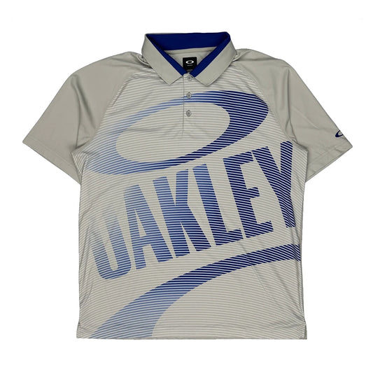 Vintage Since 1975 Oakley Graphic Polo Shirt - Large Grey Polyester