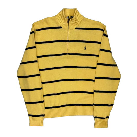 Polo By Ralph Lauren Striped 1/4 Zip - XL Black Cotton
