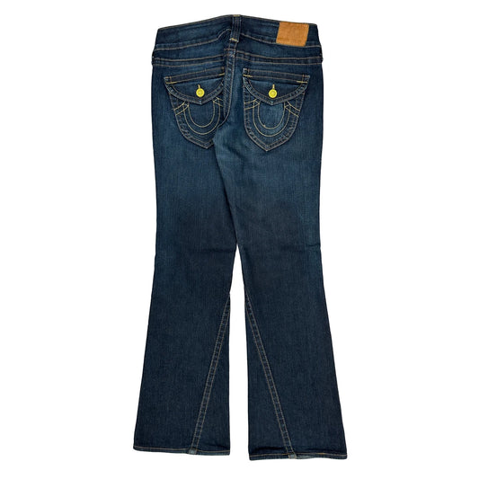 True Religion Boot Cut Jeans - 32W UK 10 Blue Cotton