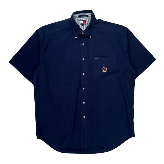 Tommy Hilfiger Short Sleeve Shirt - Large Navy Cotton