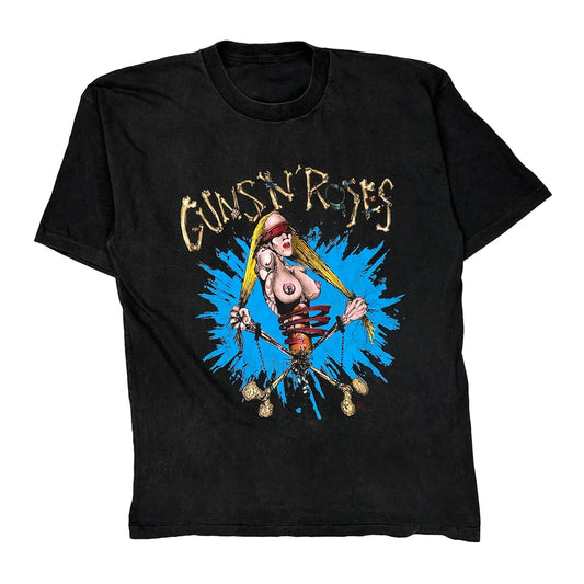 European Tour 1992 Guns N Roses Band T-Shirt - Large Black Cotton