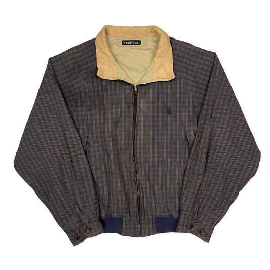 Nautica Checked Jacket - 2XL Blue Cotton
