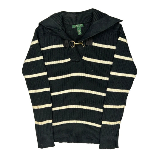 Ralph Lauren Striped Jumper - Small Black Cotton