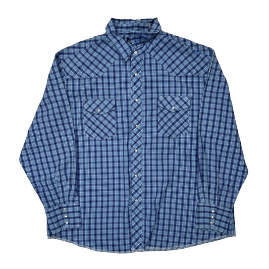 Wrangler Checked Shirt - 2XL Blue Cotton
