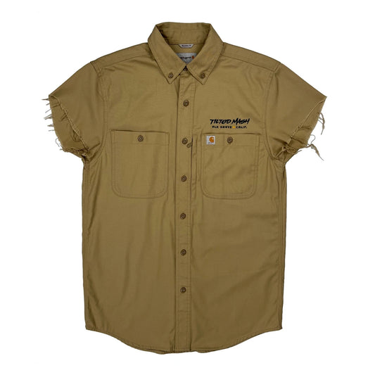 Vintage Carhartt Short Sleeve Shirt - Small Khaki Cotton