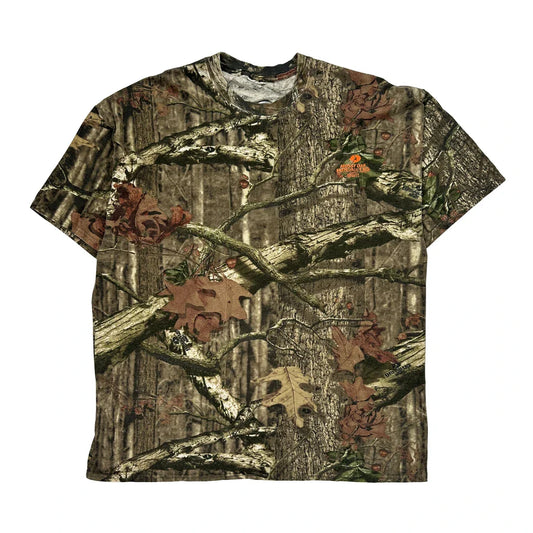 Vintage Mossy Oak Camo T-Shirt - Large Khaki Cotton