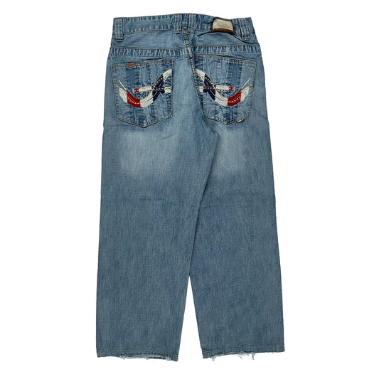 Embroidered Back Pockets Pepe Jeans - 32W 30L Light Wash Denim