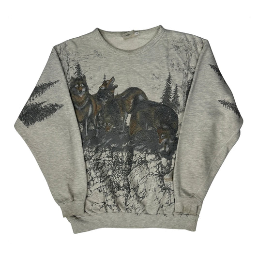 Northern Elements Graphic Sweatshirt - Large Grey Cotton Blend