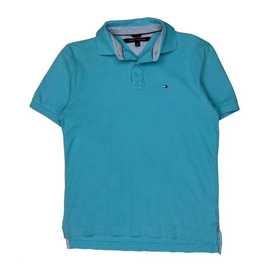 Tommy Hilfiger Striped Polo Shirt - Medium Blue Cotton